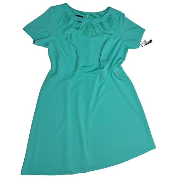 NWT Alyx Teal Short Sleeve Mini Dress Light Blue Chest Cutout Circle Dress - Picture 1 of 8